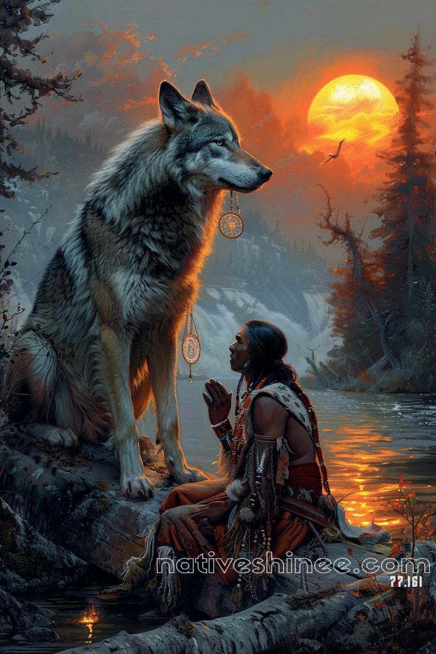 In The Eyes Of Wolf Native American Canvas