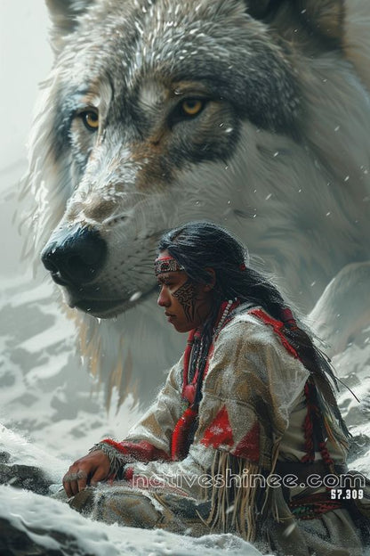 Guardian of the Spirit Wolf Native American Canvas