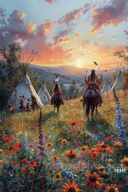 Gathering at Dawn’s Embrace Native American Canvas