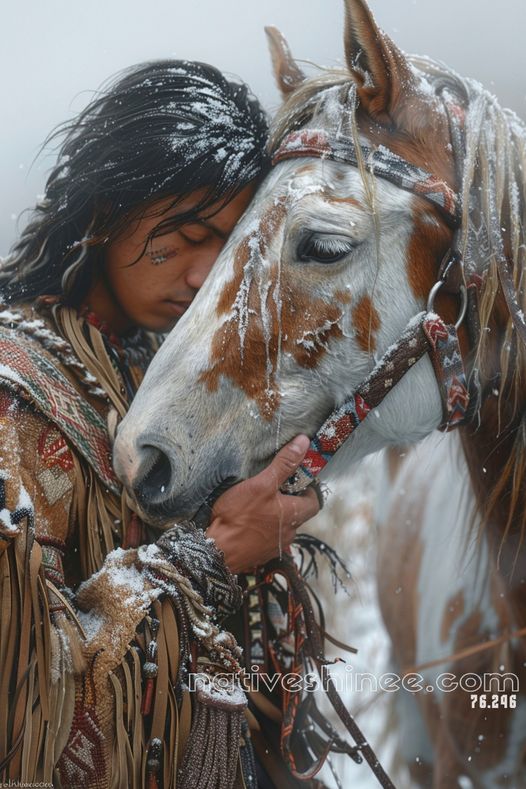 Bond of Trust - Warrior and Horse  Native American Canvas