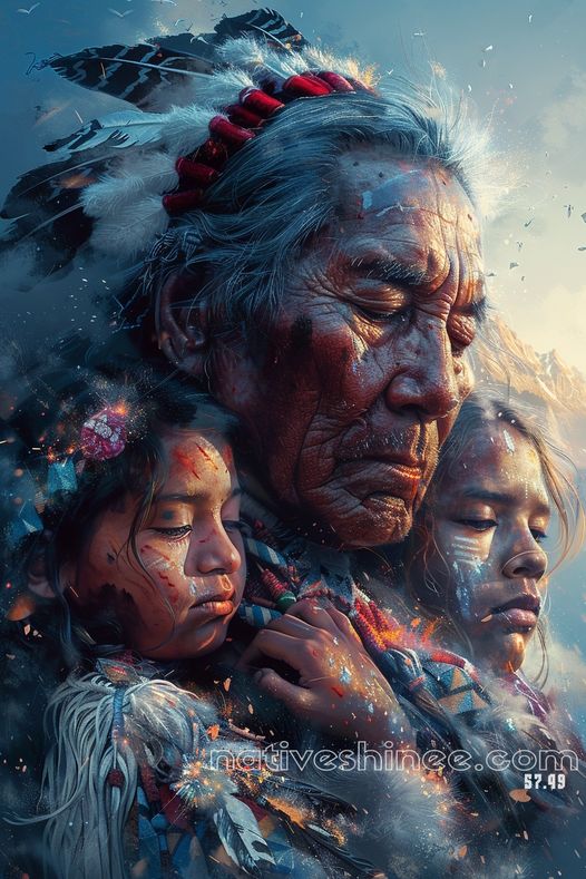 Elders’ Embrace - Native Wisdom and Generations Native American Canvas