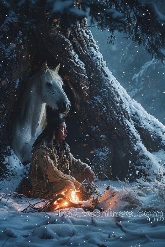 Guardian of the Winter Flame Native American Canvas