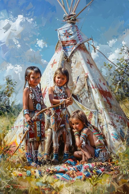 Little Warriors' Joy Native American Canvas