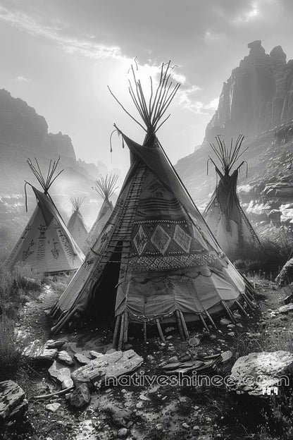 Teepees at Dawn Native American Canvas