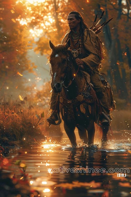 Journey Through Autumn's Glow Native American Canvas