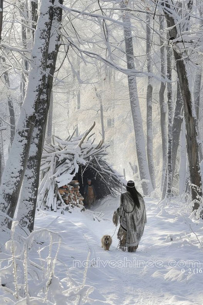 Winter's Quiet Path Native American Canvas