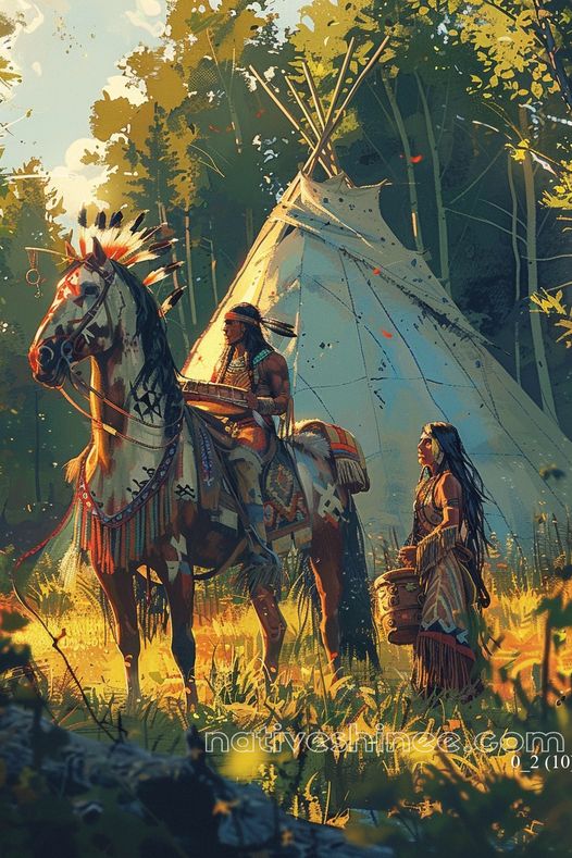 Morning Light in the Village Native American Canvas