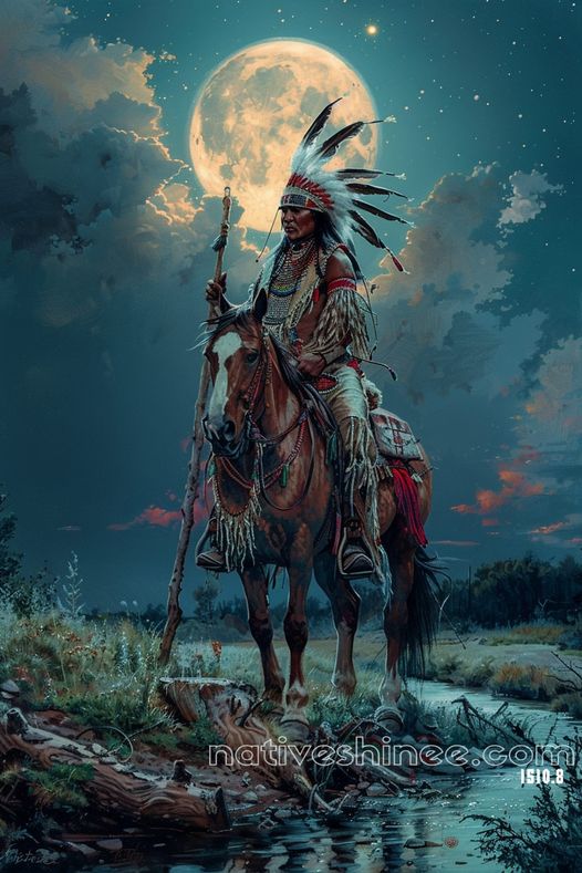 Moonlit Rider Native American Canvas