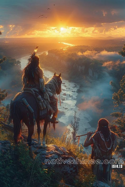Echoes of the Golden Horizon Native American Canvas