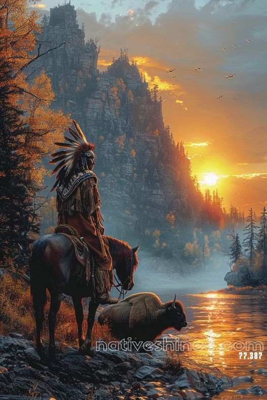 Guardian of the Golden Horizon Native American Canvas