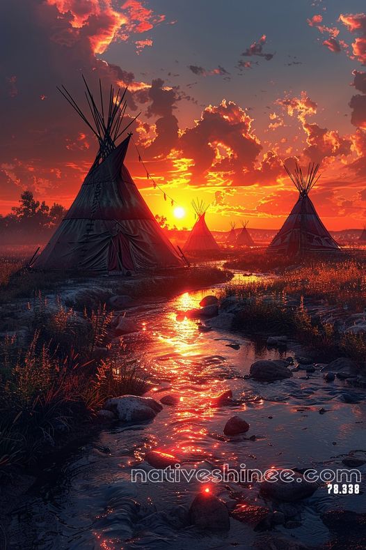 Crimson Reflections of the Plains Native American Canvas