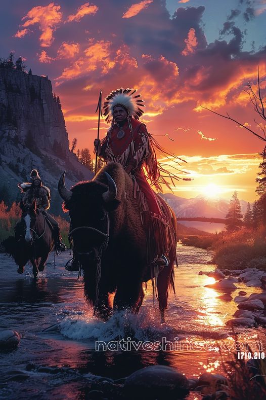 Guided by the Sunset: Spirit of the Plains Native American Canvas