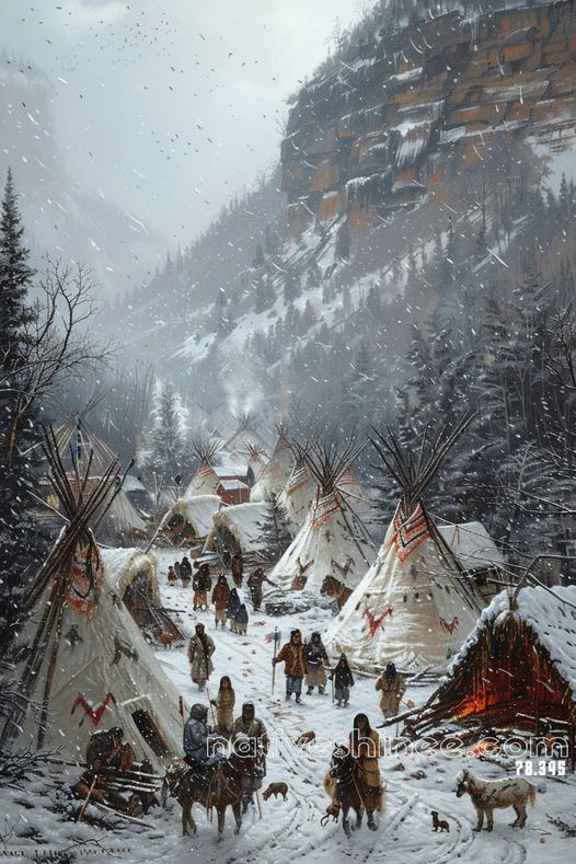 Winter in the Valley Native American Canvas