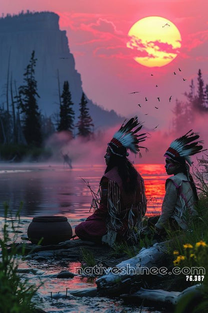 Whispers of the Setting Sun Native American Canvas