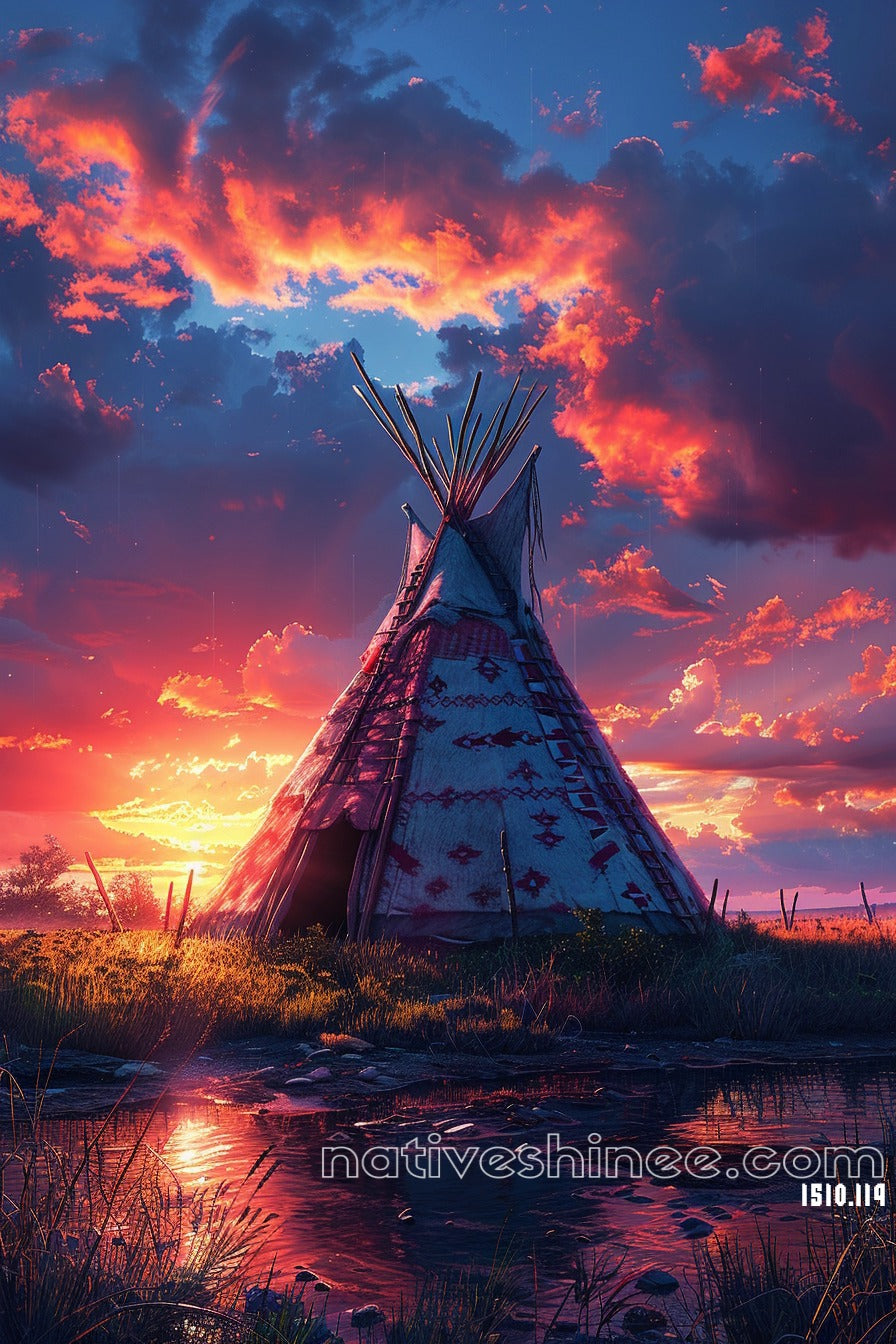 Sunset Kisses Native American Canvas