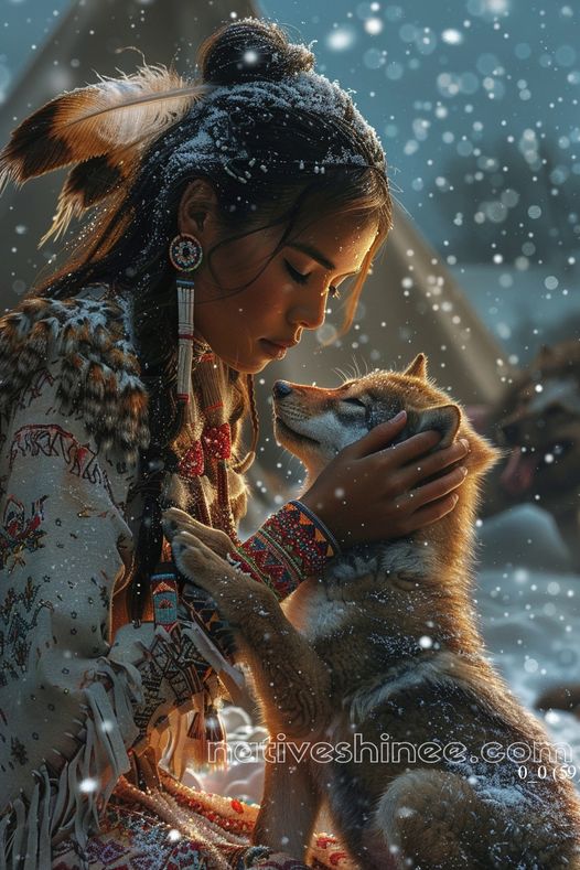 Whisper of Winter Companionship Native American Canvas