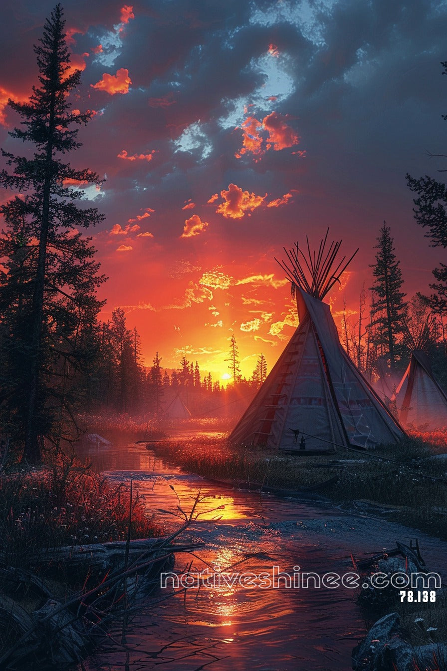 Sun Down Native American Canvas