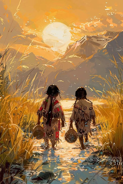 Journey to the Golden Horizon Native American Canvas