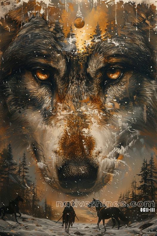 Eyes of the Wolf Native American Canvas