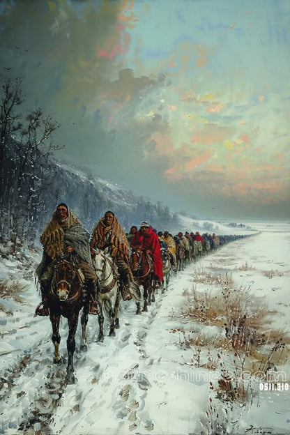 The Long Winter March Native American Canvas