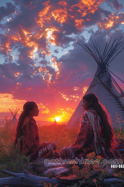 Glow Of The Flame Native American Canvas