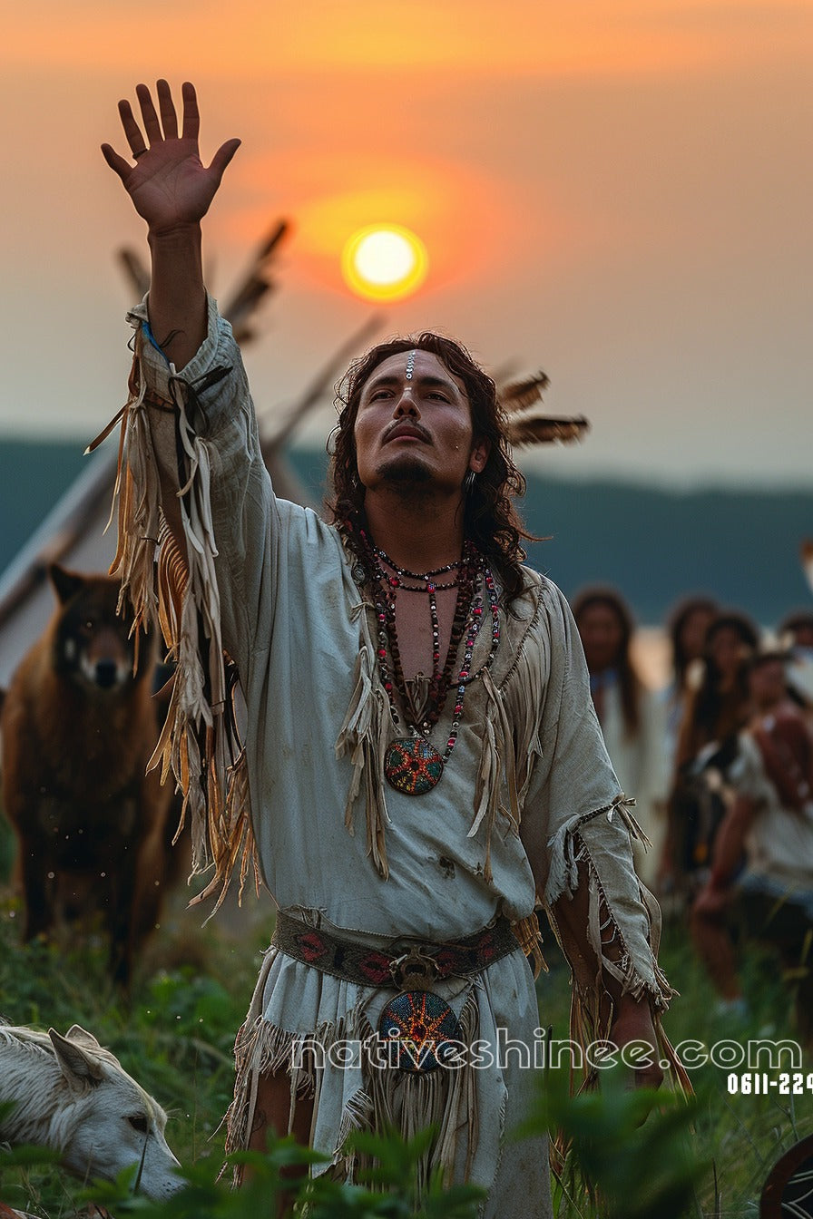 When The Sun Sets Native American Canvas