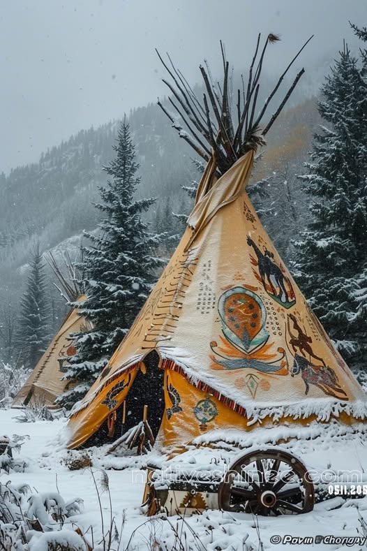 Winter's Sacred Shelter Native American Canvas