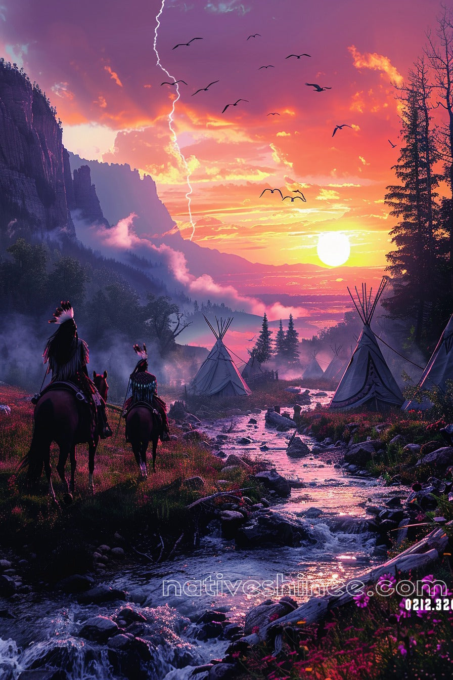 Twilight of the Spirit Riders Native American Canvas