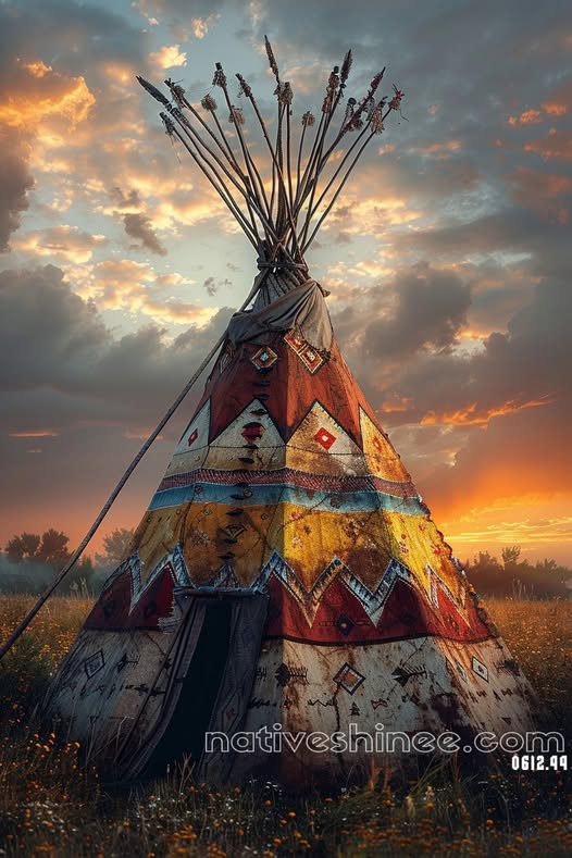 The Sunset Tipi Native American Canvas