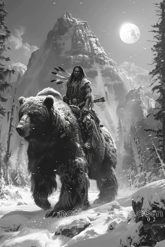 Guardian of the Moonlit Peaks Native American Canvas