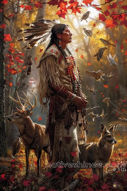 Whispers of the Autumn Forest: A Native American Canvas