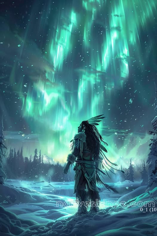 Whispers of the Northern Lights Native American Canvas