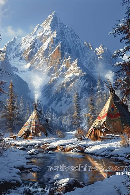 Winter's Embrace Native American Canvas