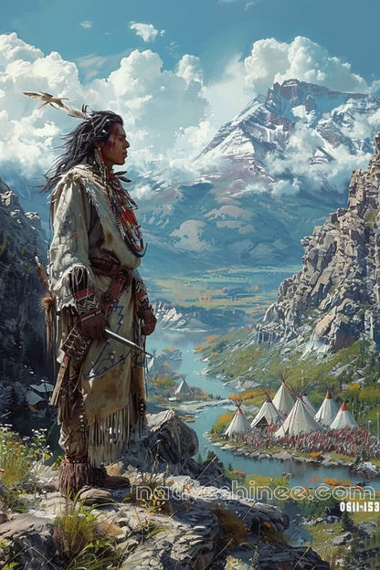 Sentinel of the Valley: A Native American Canvas