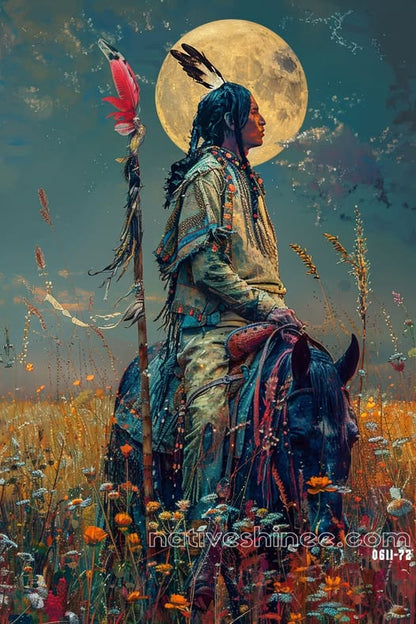 Under The Moon Native American Canvas
