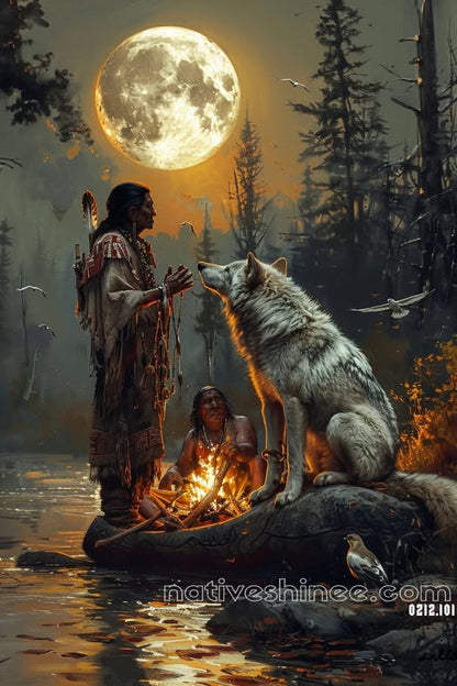 Guided by the Wolf Spirit: A Native American Canvas