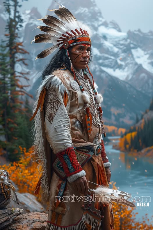 Guardian of the Sacred Peaks: A Native American Canvas