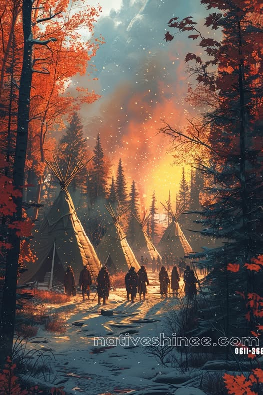 Embers of the Autumn Camp: A Native American Canvas