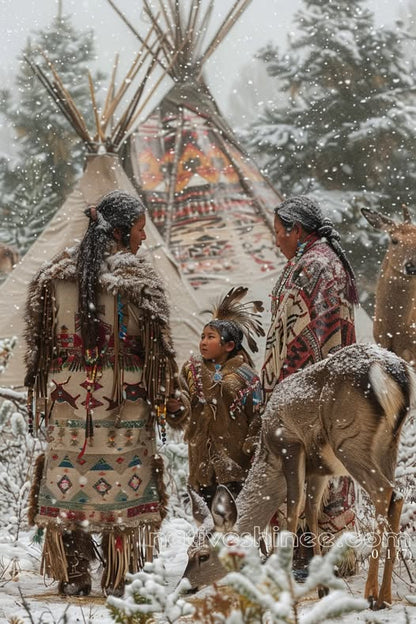 Winter's Sacred Bond Native American Canvas