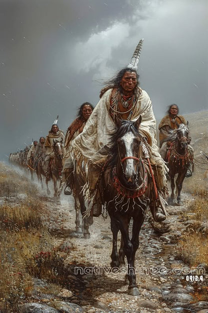 Riders of the Storm: A Native American Canvas