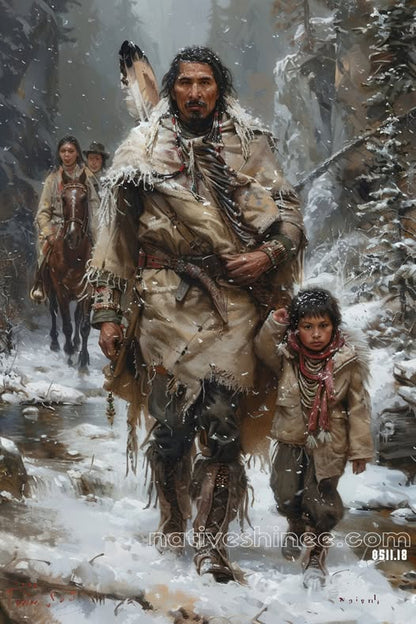 Guardians of the Winter Trail Native American Canvas