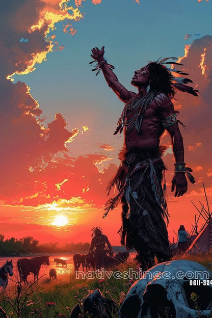 Prayer to the Setting Sun: A Native American Canvas