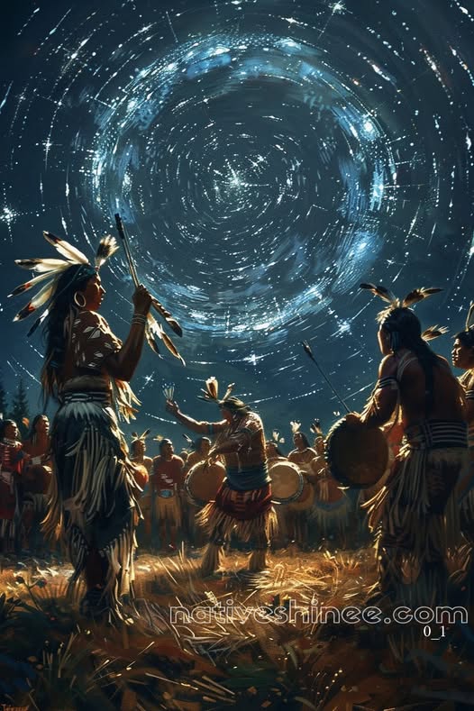 Celestial Dance: The Gathering of Spirits Native American Canvas