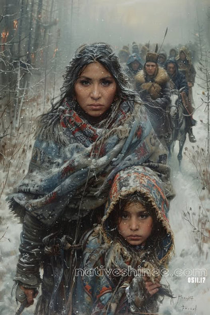 Enduring the Winter's Trial Native American Canvas