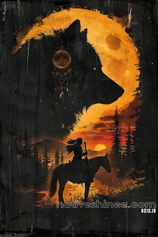 Lunar Spirit of the Wolf Native American Canvas