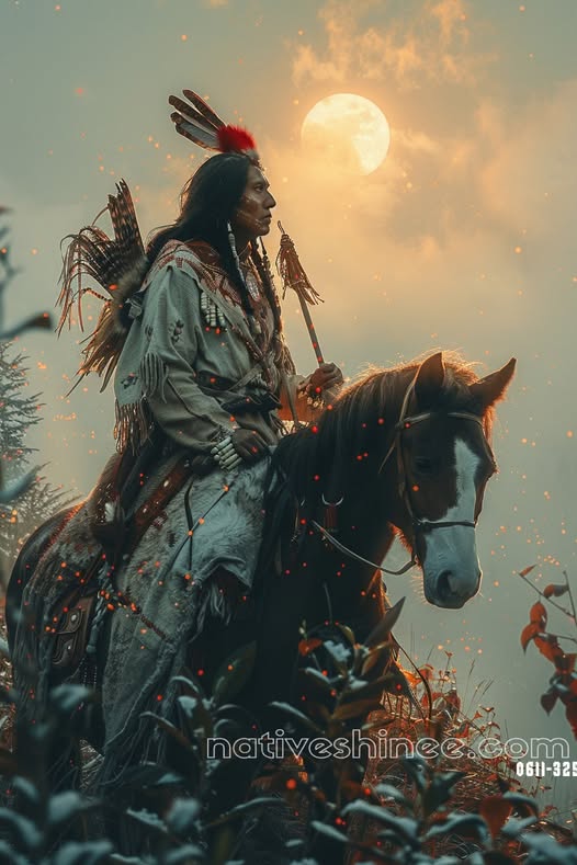 Rider of the Moonlit Path: A Native American Canvas