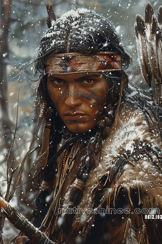 Snow Warrior's Gaze Native American Canvas