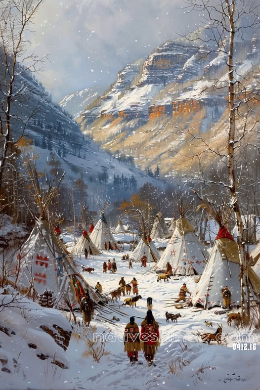 Winter in the Valley Native American Canvas