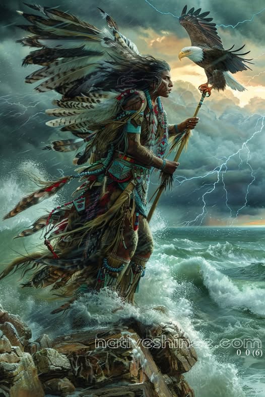 Stormcaller’s Vigil: A Native American Canvas