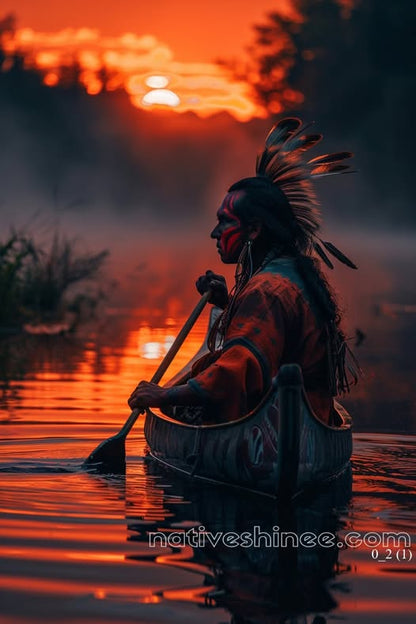 Silent Waters Fiery Skies Native American Canvas